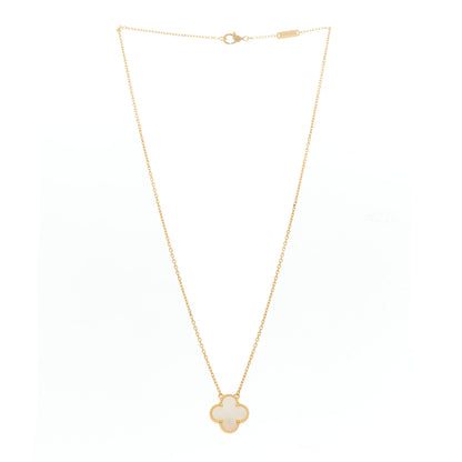 Van Cleef & Arpels 18K Yellow Gold Mother of Pearl Vintage Alhambra Pendant Necklace 3 of 5