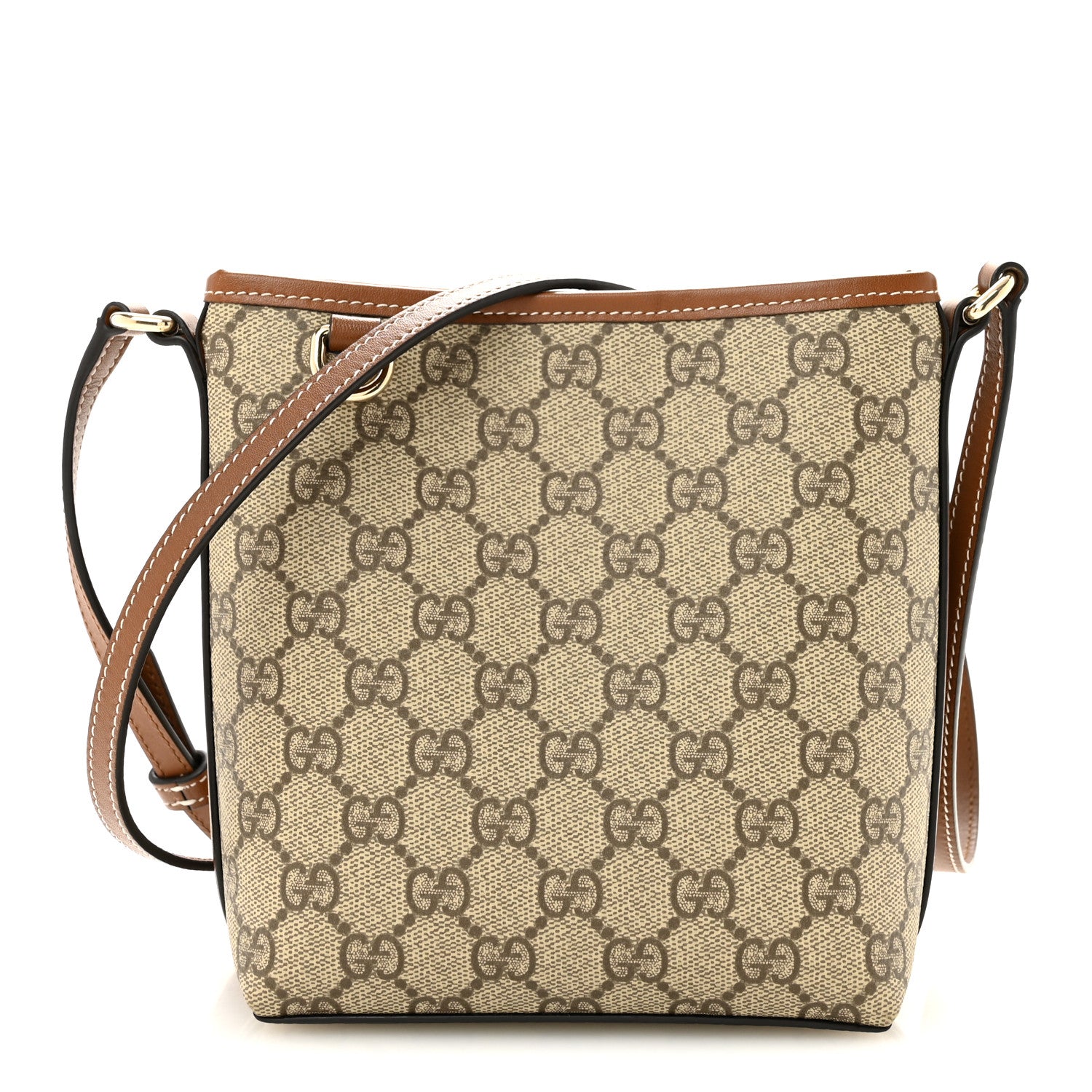 Gucci GG Supreme Monogram Emblem Nano Bucket Bag  Beige Dark Brown 1 of 11