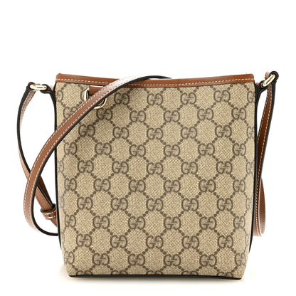 Gucci GG Supreme Monogram Emblem Nano Bucket Bag  Beige Dark Brown 1 of 11