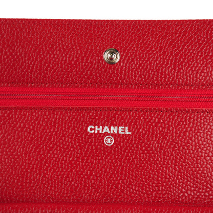 Chanel Caviar Quilted Wallet On Chain WOC Red 6 of 7