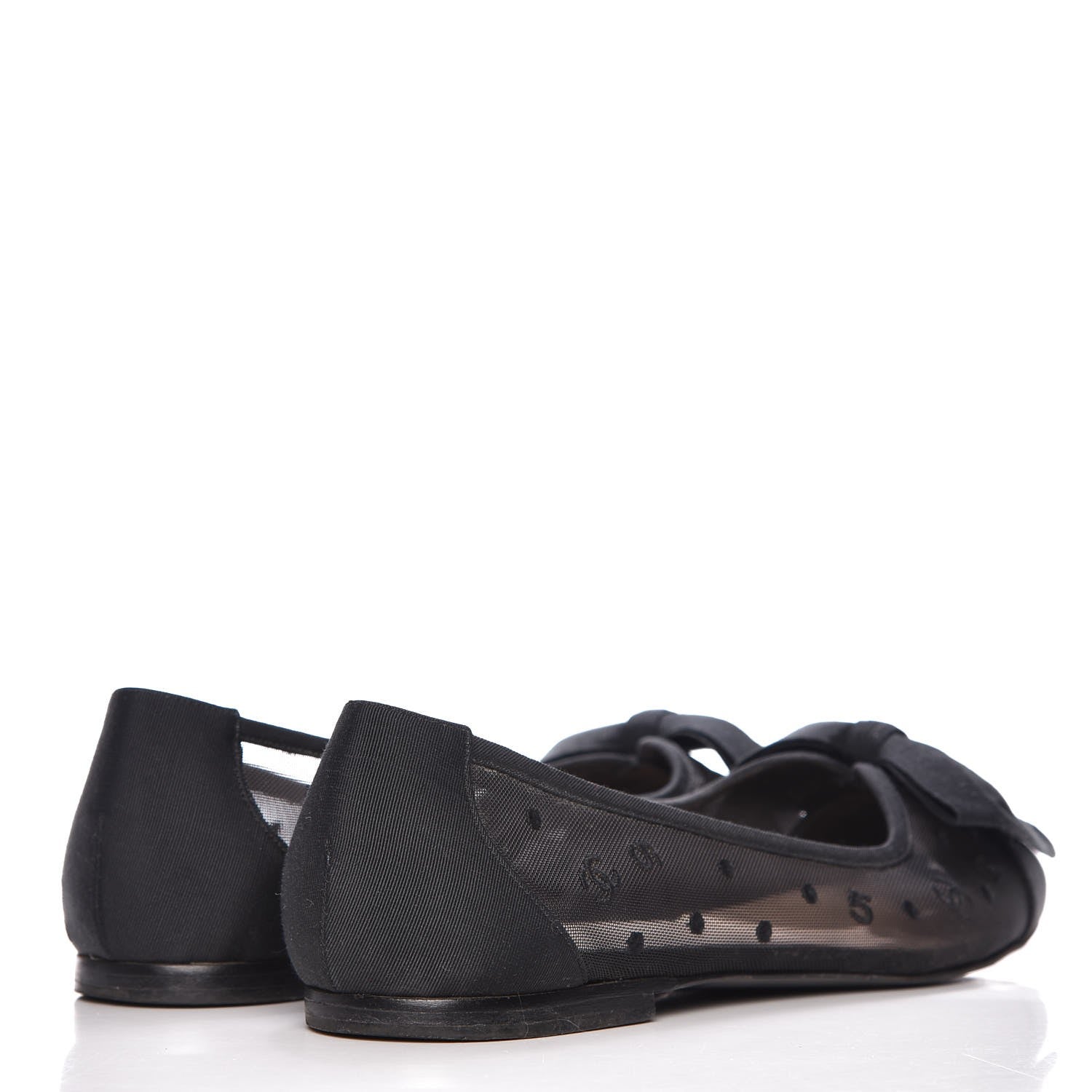 Chanel Mesh Grosgrain Bow CC Ballet Flats 40 Black 4 of 9