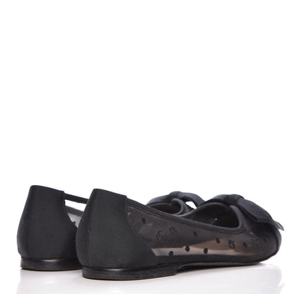 Chanel Mesh Grosgrain Bow CC Ballet Flats 40 Black 4 of 9