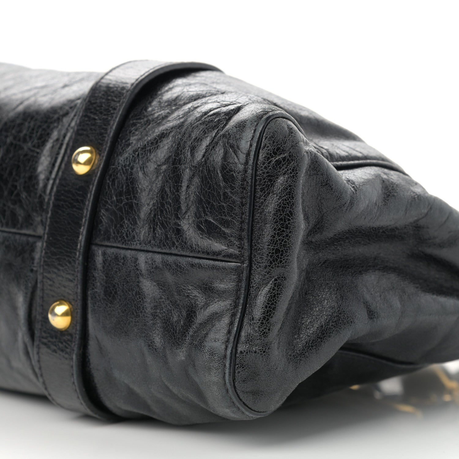 Miu Miu Vitello Lux Gathered Tote Black 10 of 12