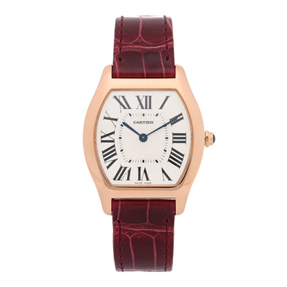 Cartier 18K Pink Gold Alligator 31mm Tortue Manual Winding Watch Burgundy 1 of 5