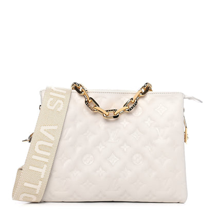 Louis Vuitton Lambskin Embossed Monogram Coussin PM Beige Cream 1 of 6