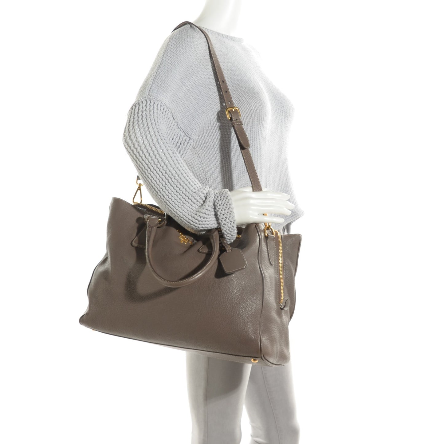 Cervo Deerskin Double Handle Tote Argilla