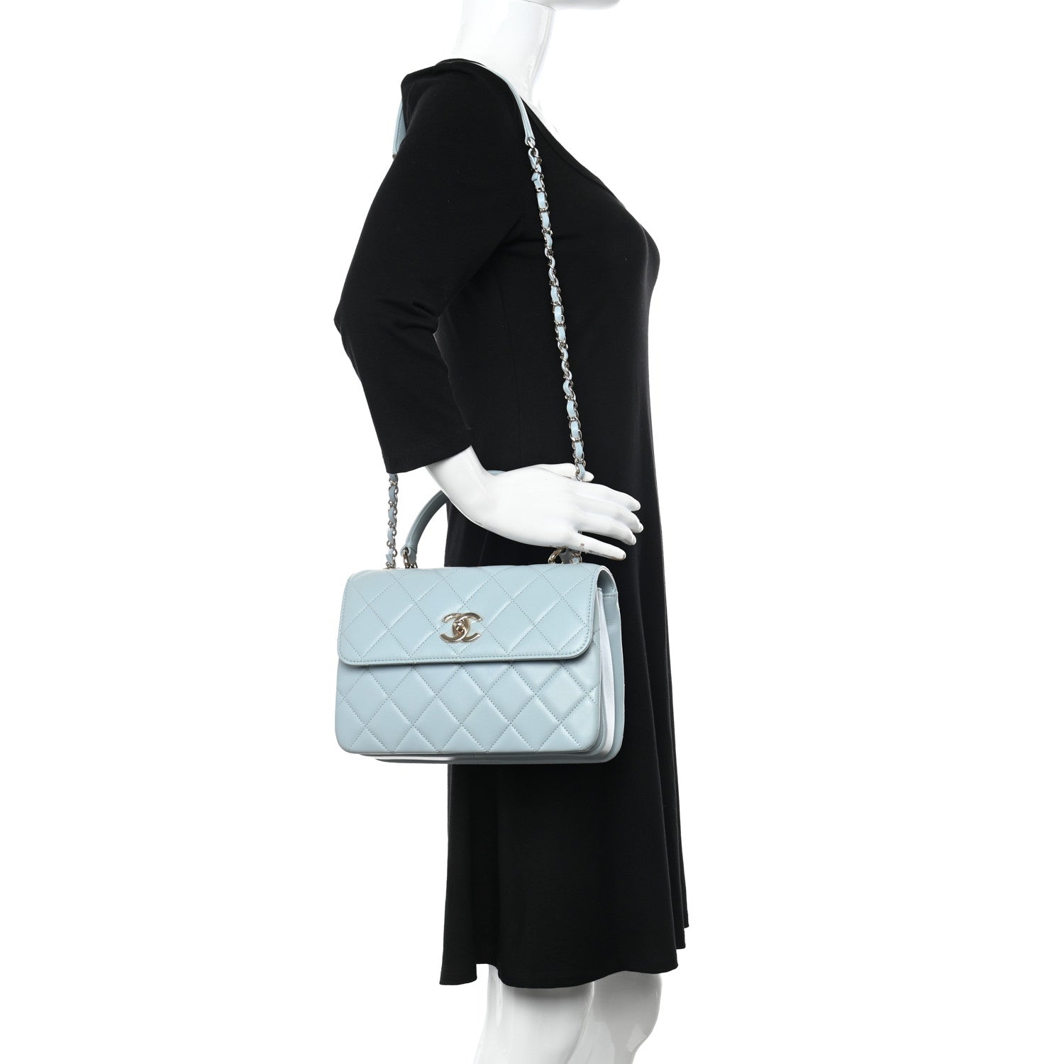 Chanel Lambskin Quilted Small Trendy CC Flap Dual Handle Bag Light Blue 2 of 11