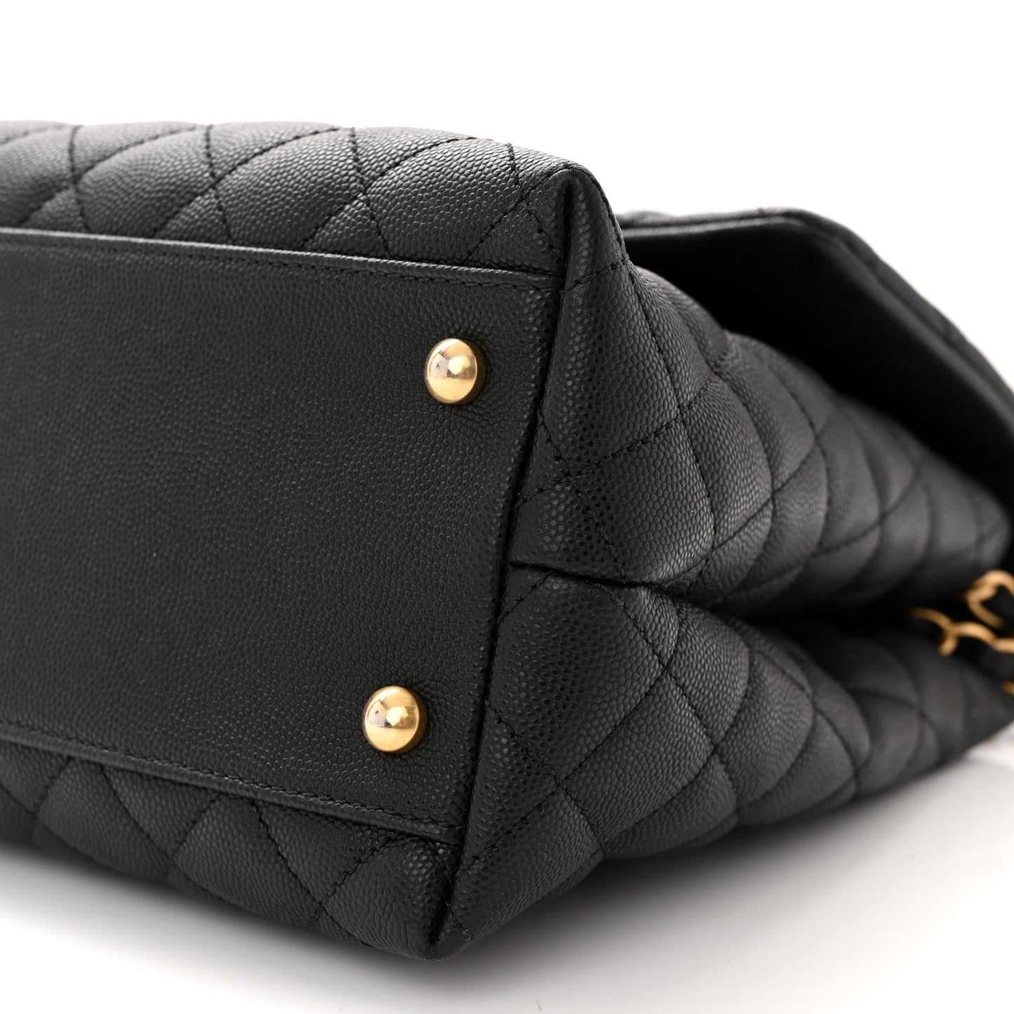 Caviar Lizard Embossed Quilted Medium Coco Handle Flap Black