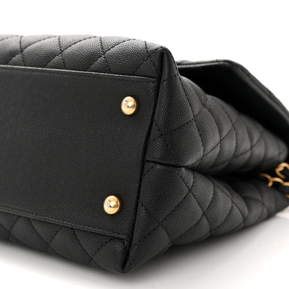 Chanel Caviar Lizard Embossed Quilted Medium Coco Handle Flap Black 10 of 11