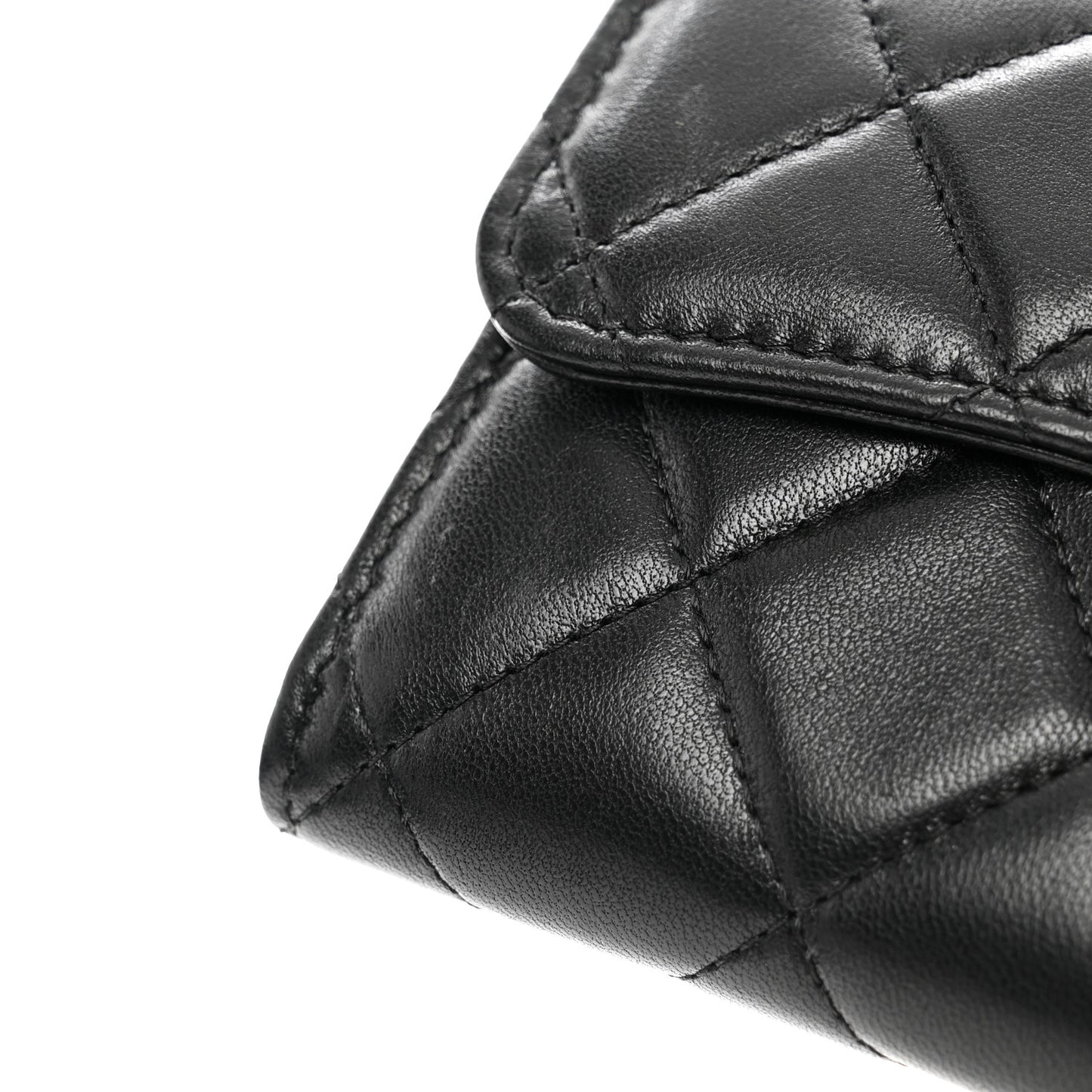 Lambskin Quilted Medium Flap Wallet Black