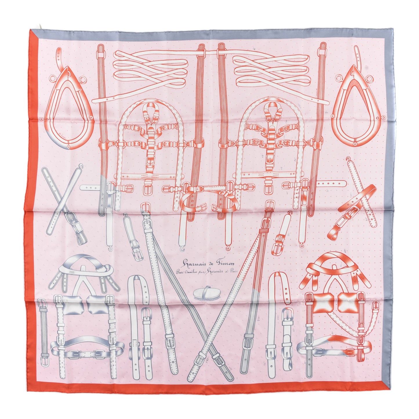Silk Harnais De Timon Scarf 90 Rose Pale Gris Corail
