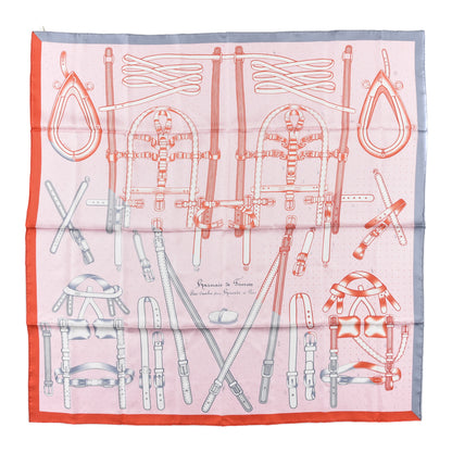 Hermes Silk Harnais De Timon Scarf 90 Rose Pale Gris Corail 1 of 5