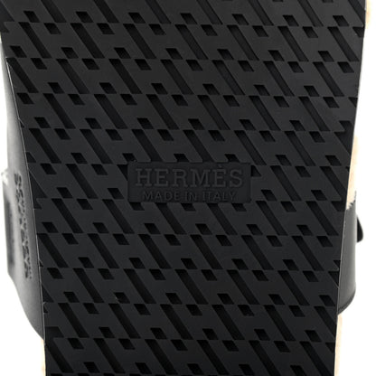 Hermes Veau Indios Woolskin Mens Chypre Sandals 42 Black Ecru 7 of 8