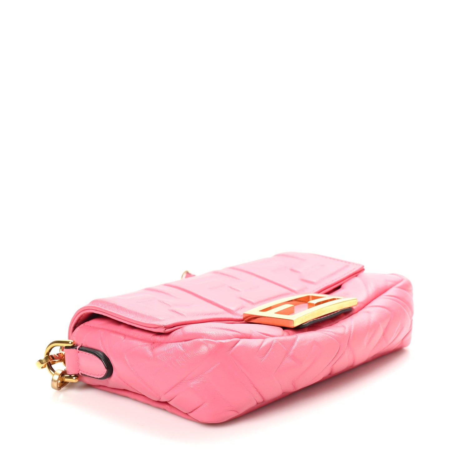 Nappa FF 1974 Embossed Mini Baguette Rosa Fluo
