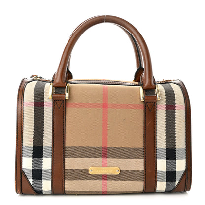 Burberry House Check Bridle Calfskin Small Bowling Bag Dark Tan 1 of 15