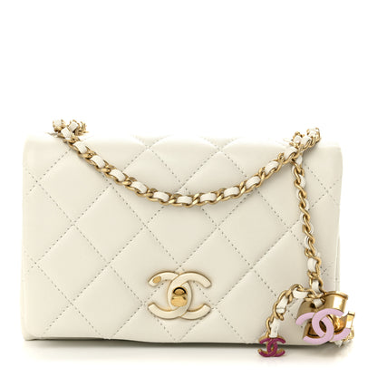 Chanel Shiny Lambskin Quilted Enamel CC Mini Flap White 1 of 10