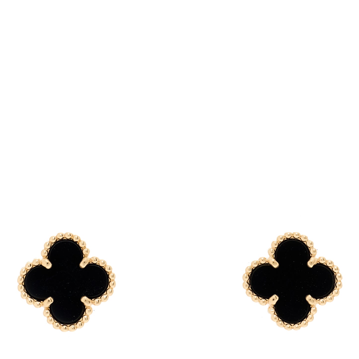 18K Yellow Gold Black Onyx Sweet Alhambra Earrings