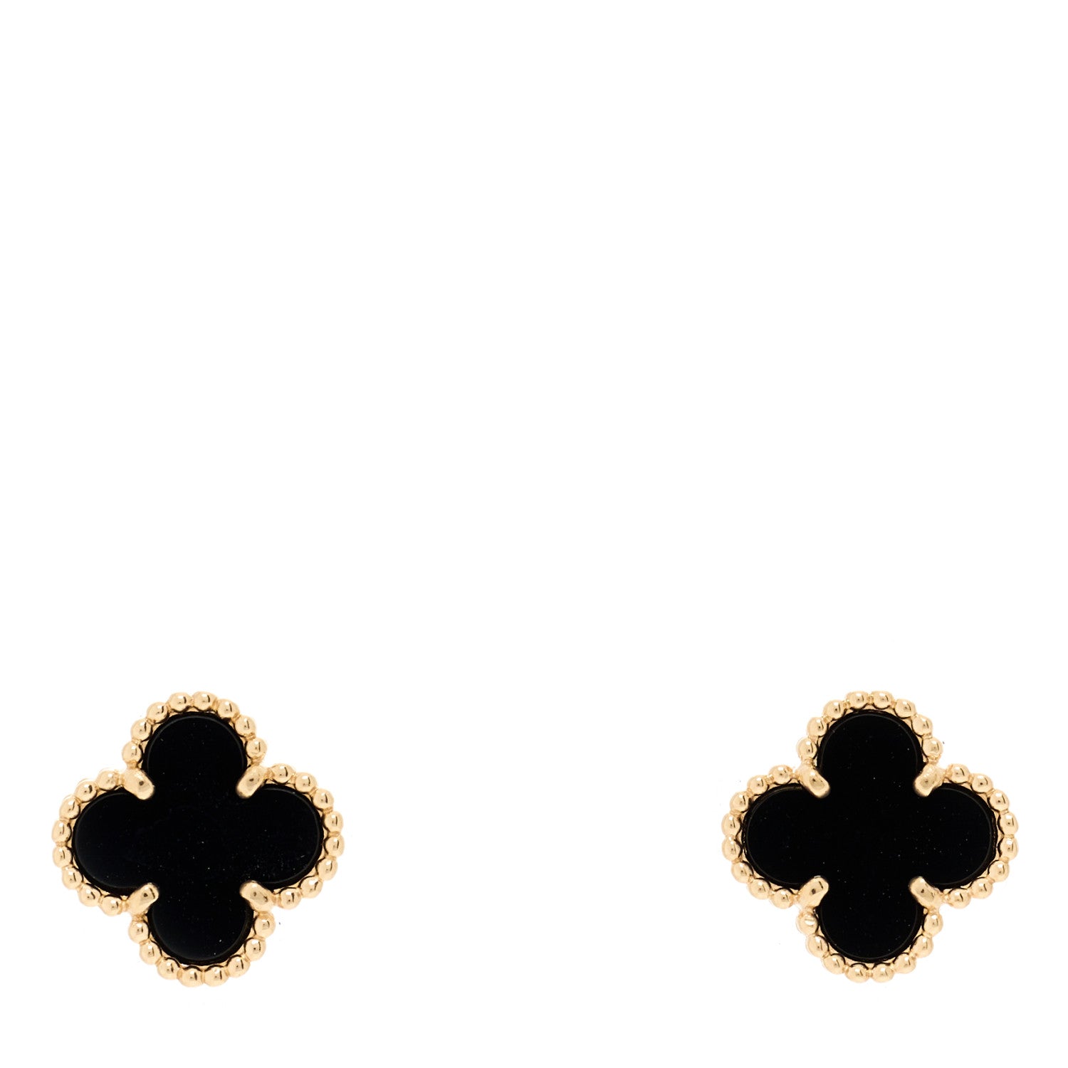 Van Cleef & Arpels 18K Yellow Gold Black Onyx Sweet Alhambra Earrings 1 of 4