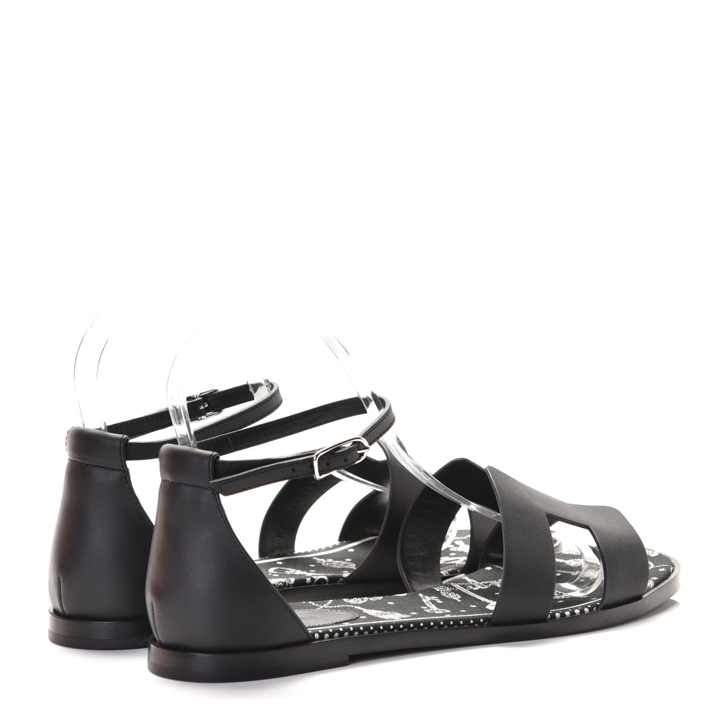 Hermes Calfskin Santorini Sandals 38 Black 4 of 7
