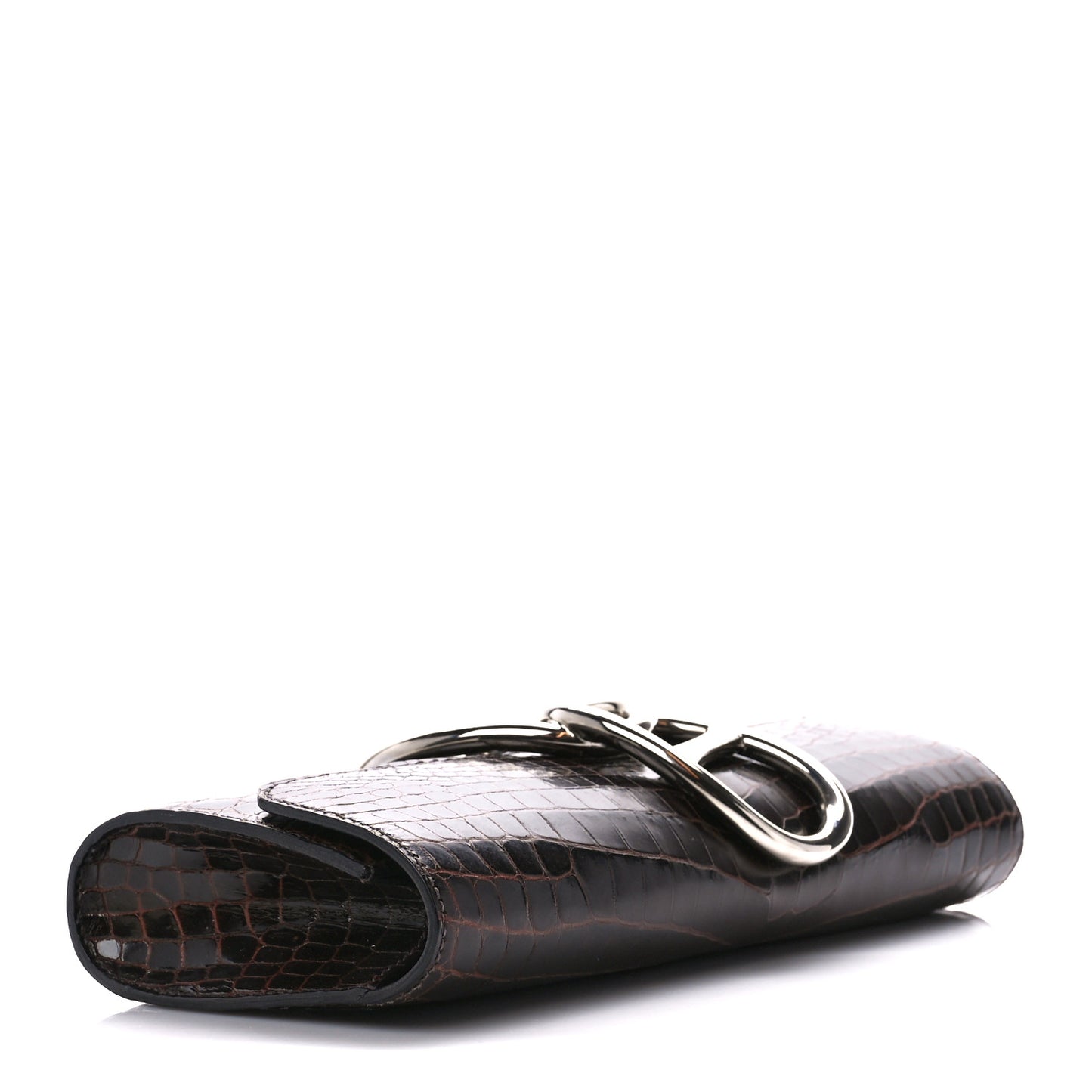 Shiny Niloticus Crocodile Egee Clutch Bordeaux