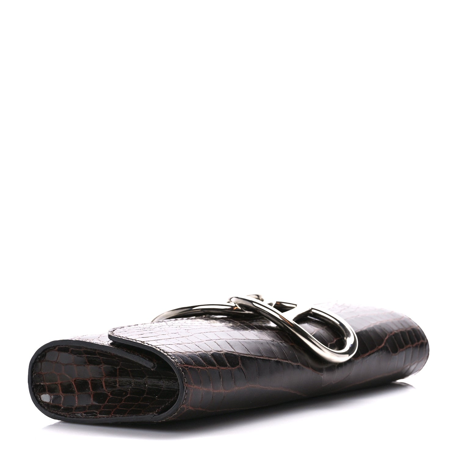 Hermes Shiny Niloticus Crocodile Egee Clutch Bordeaux 4 of 10