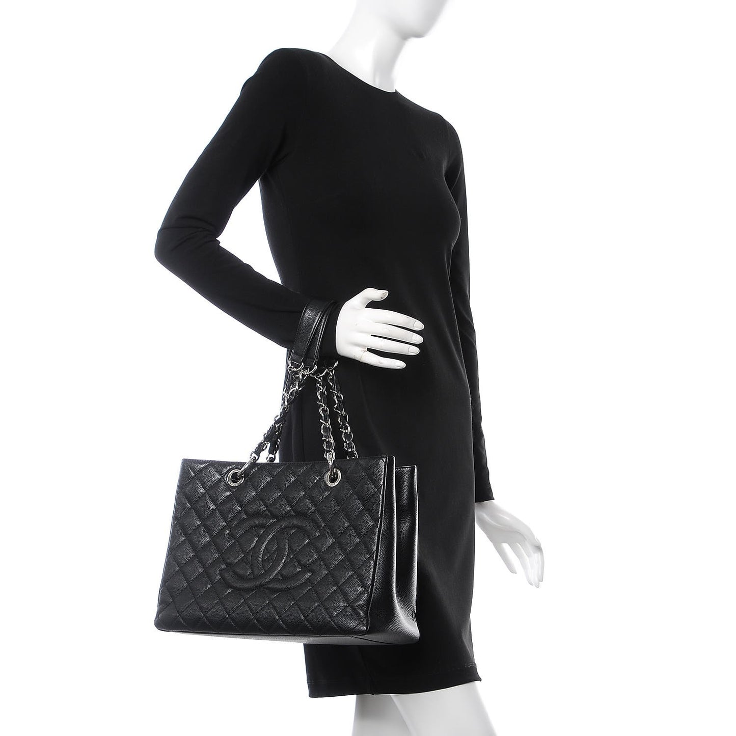 Caviar Quilted Grand Shopping Tote GST Black
