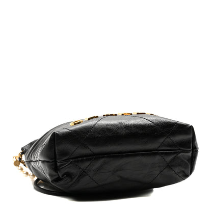 Chanel Shiny Crumpled Calfskin Quilted Pearl Mini Chanel 22 Black 4 of 10