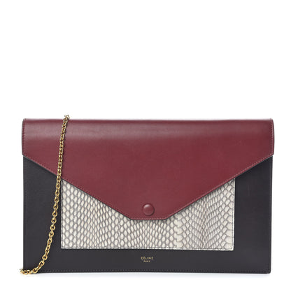 Celine Cobra Shiny Calfskin Clutch On A Chain 1 of 9