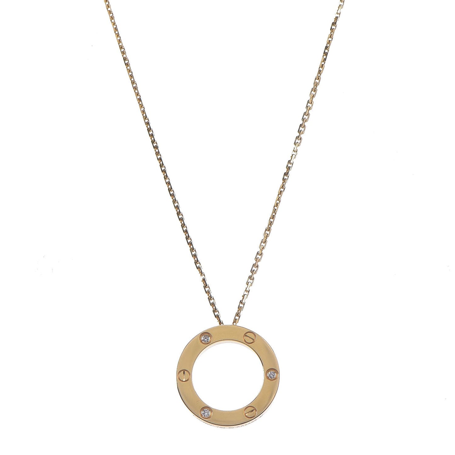 18K Yellow Gold 3 Diamonds LOVE Pendant Necklace