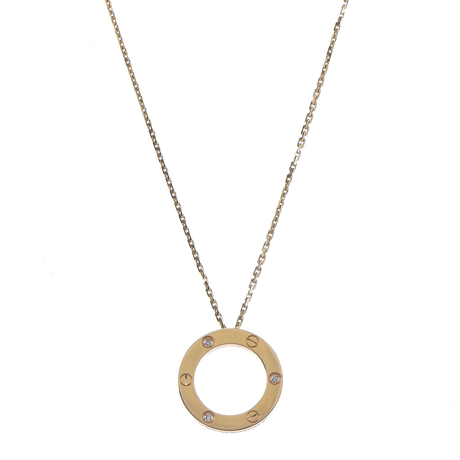 Cartier 18K Yellow Gold 3 Diamonds LOVE Pendant Necklace 1 of 7