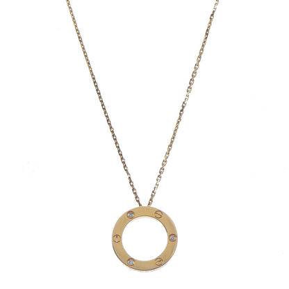 Cartier 18K Yellow Gold 3 Diamonds LOVE Pendant Necklace 1 of 7