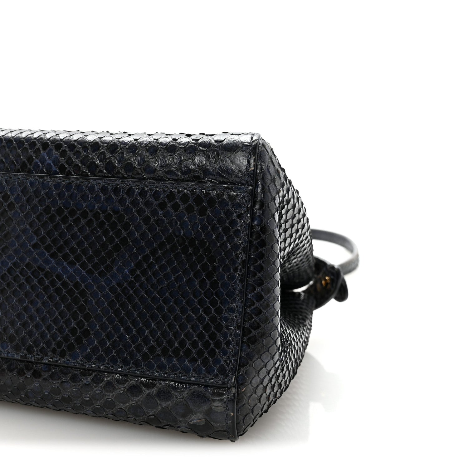 Fendi Python Shiny Nappa Mini Peekaboo Iconic Satchel Blue Jeans 17 of 17