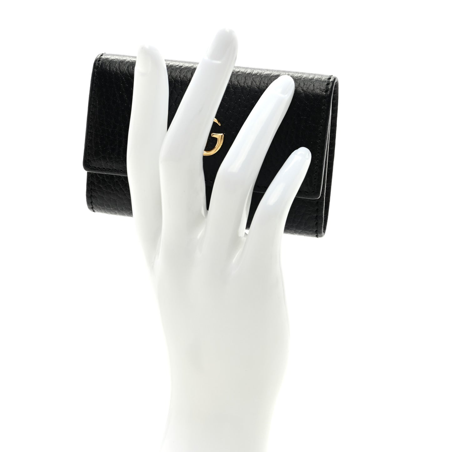 Pebbled Calfskin GG Marmont 6 Key Holder Black