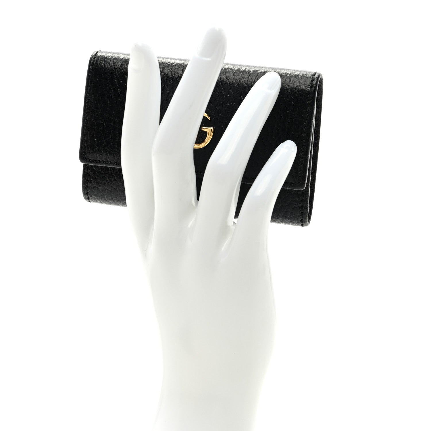 Gucci Pebbled Calfskin GG Marmont 6 Key Holder Black 2 of 6