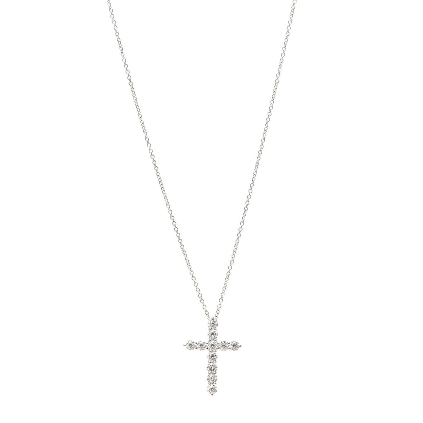Platinum Diamond Medium Cross Pendant Necklace