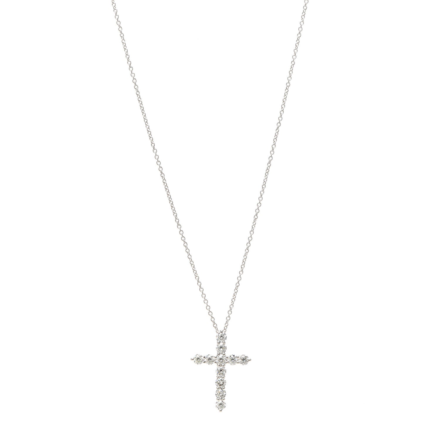 Tiffany Platinum Diamond Medium Cross Pendant Necklace 1 of 5