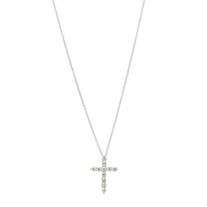 Tiffany Platinum Diamond Medium Cross Pendant Necklace 1 of 5