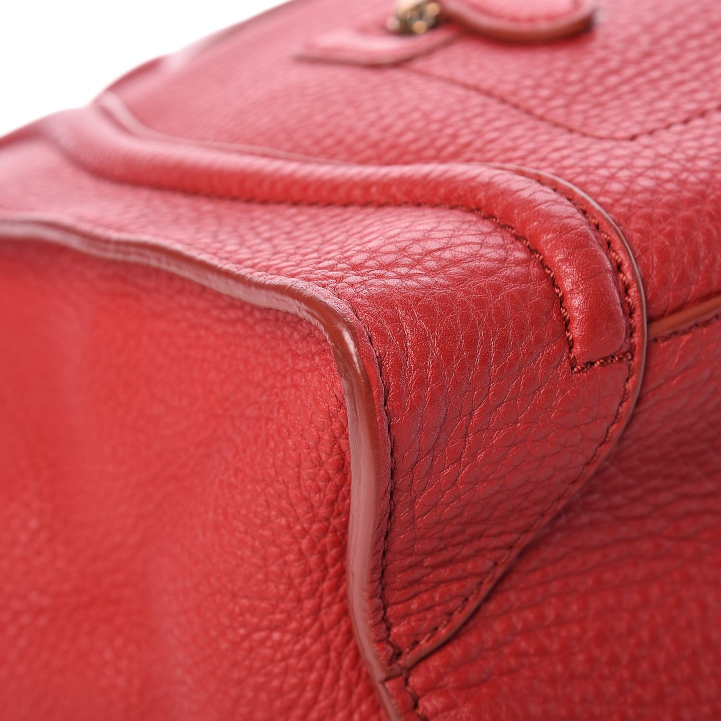 Drummed Calfskin Mini Luggage Red