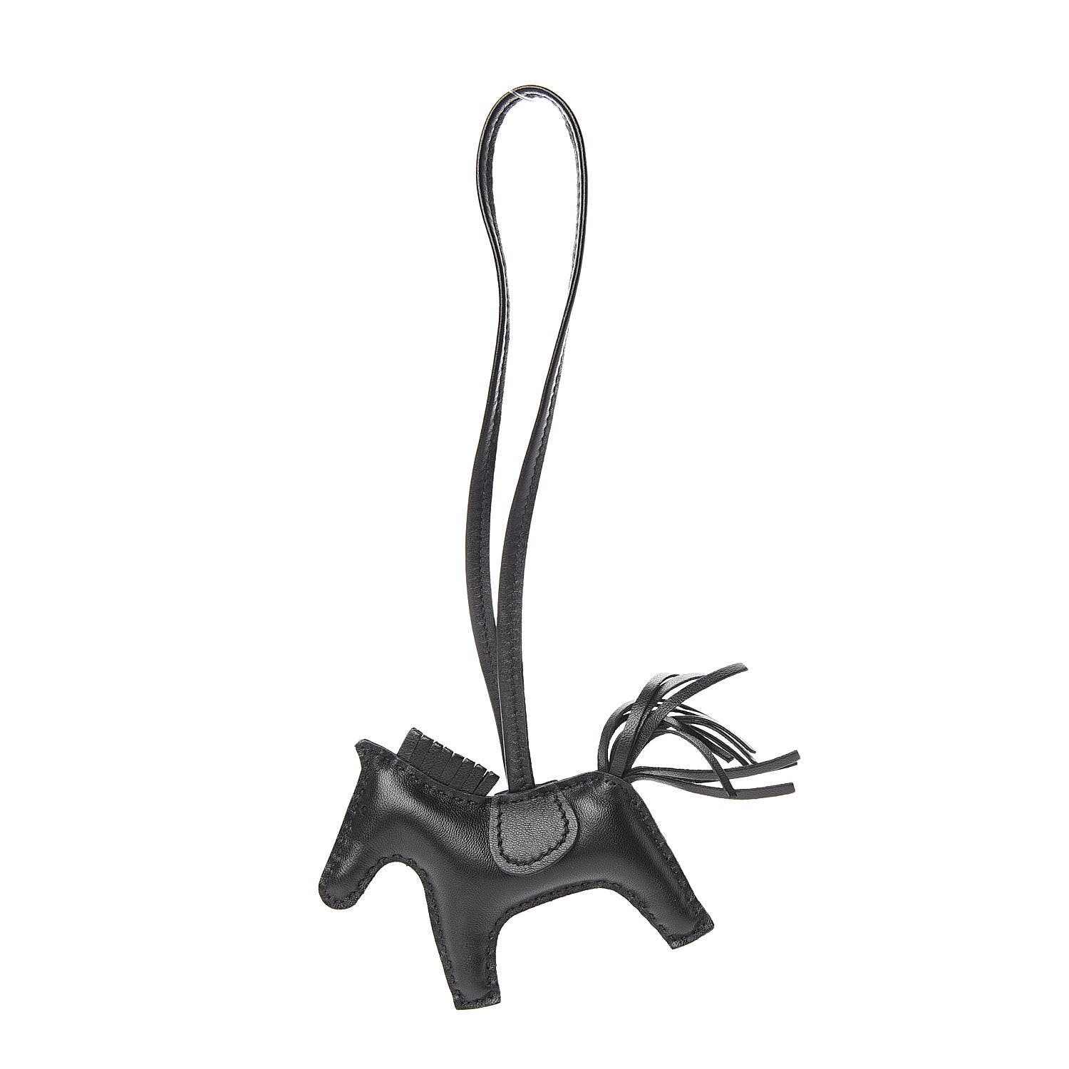 Hermes Milo Lambskin Grigri Rodeo Horse Bag Charm PM So Black 1 of 4
