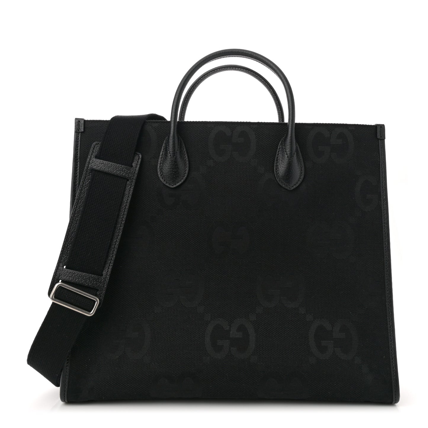 Monogram Jumbo GG Textured Dollar Calfskin Tote Bag Black