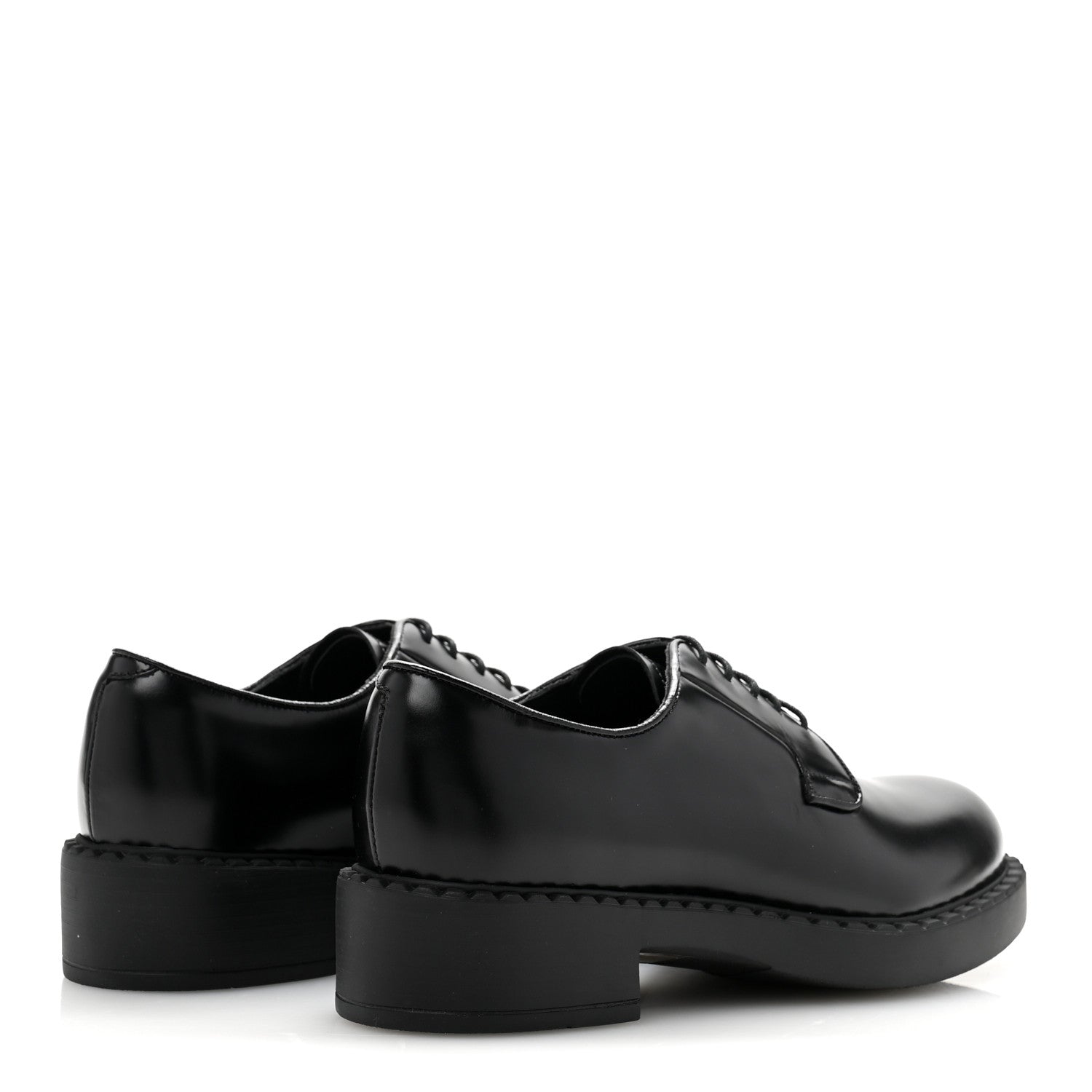 Prada Spazzolato Lace Up 50mm Loafers 38 Black 5 of 10