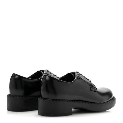 Prada Spazzolato Lace Up 50mm Loafers 38 Black 5 of 10
