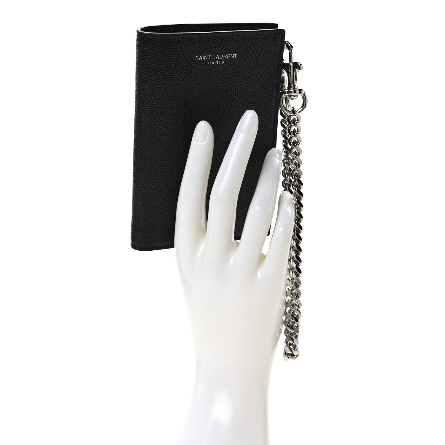 Saint Laurent Grain De Poudre North South Chain Wallet Black 2 of 8