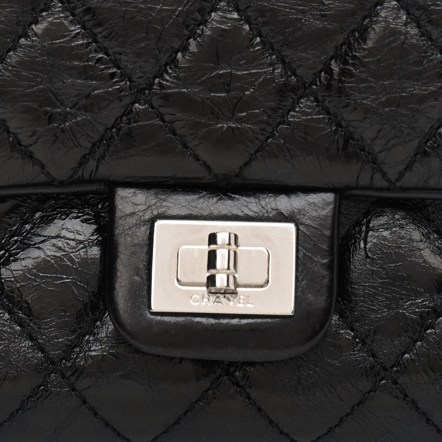 Chanel Glazed Calfskin Quilted 2.55 Reissue Flap Belt Bag Clutch 85 34 Black 9 of 11