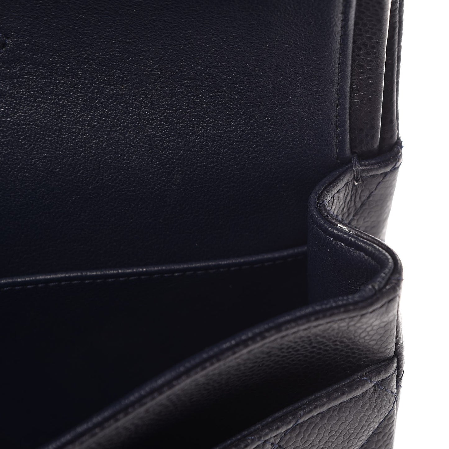 Caviar Quilted Medium Double Flap Navy