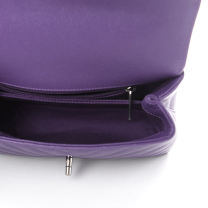 Chanel Caviar Chevron Quilted Mini Coco Handle Flap Purple 5 of 10
