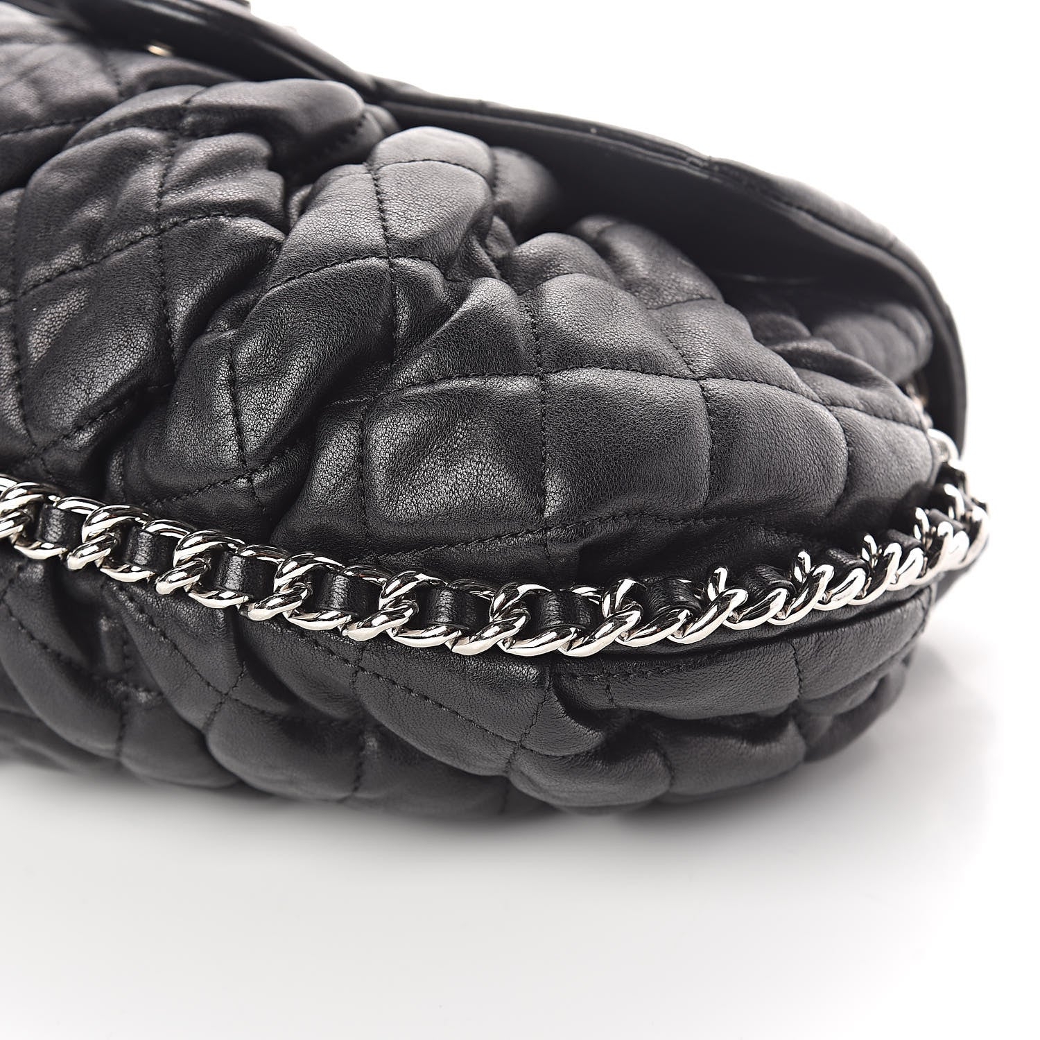 Chanel Washed Lambskin Quilted Medium Chain Around Messenger Black 10 of 10