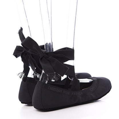 Christian Dior Micro Mesh Academy Lace-Up Ballerina Flats 36.5 Black 4 of 7