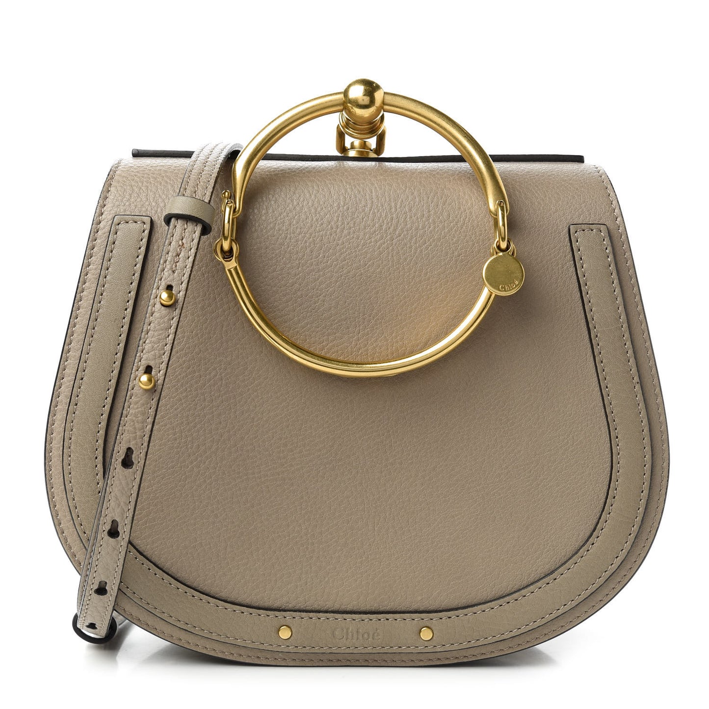 Calfskin Suede Medium Nile Bracelet Bag Motty Grey