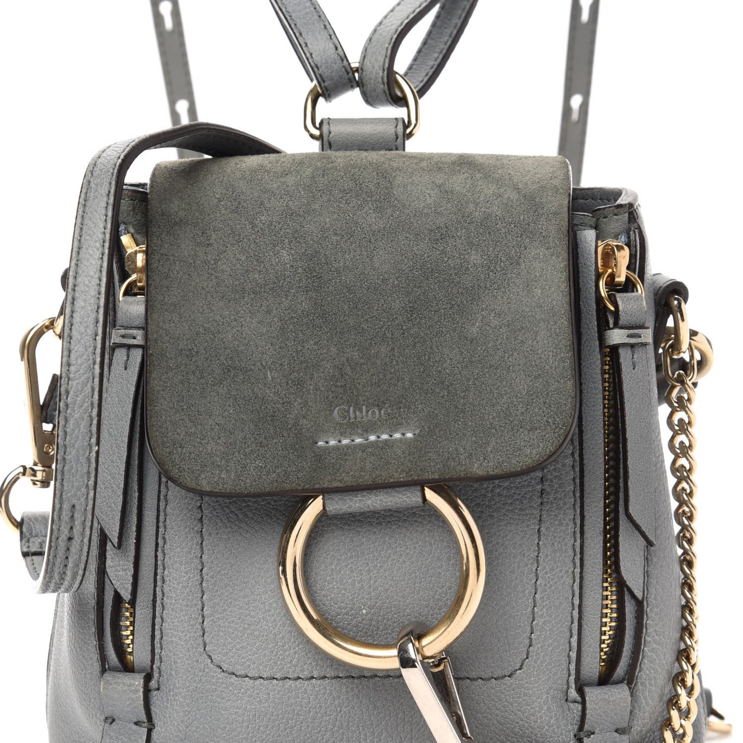 Suede Calfskin Mini Faye Backpack Cloudy Blue